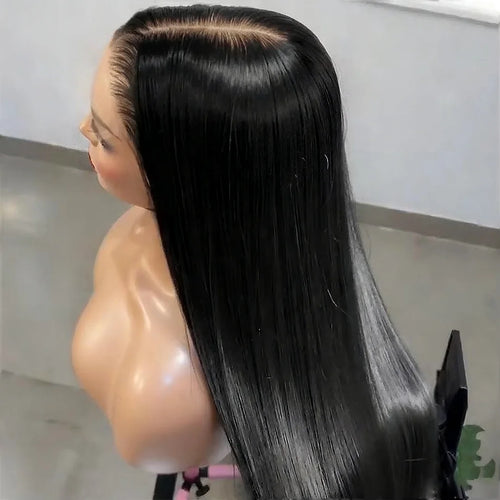 40 Inch Bone Straight Lace Frontal Human Hair Wigs 13x6 Hd Transparent Lace Front Pre Plucked Wig 360 Full Lace Wig NaturalBlack