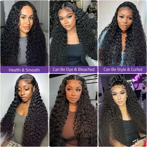 38 40Inch Deep Wave 13x6 Hd Lace Frontal Wig Curly Water Wave Human Hair 5x5 Lace Front Brazilian Wigs For Women Preplucked